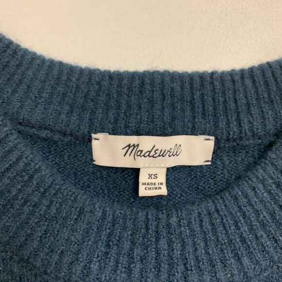 Madewell Sweater Womens XS Extra Small Navy Red Polka Dot Graystone Wool Blend - Picture 8 of 13